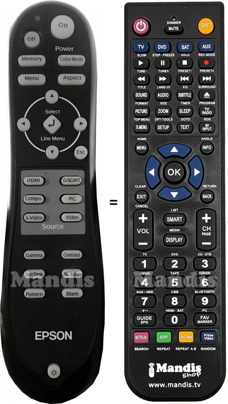 Télécommande équivalente Epson 1446096