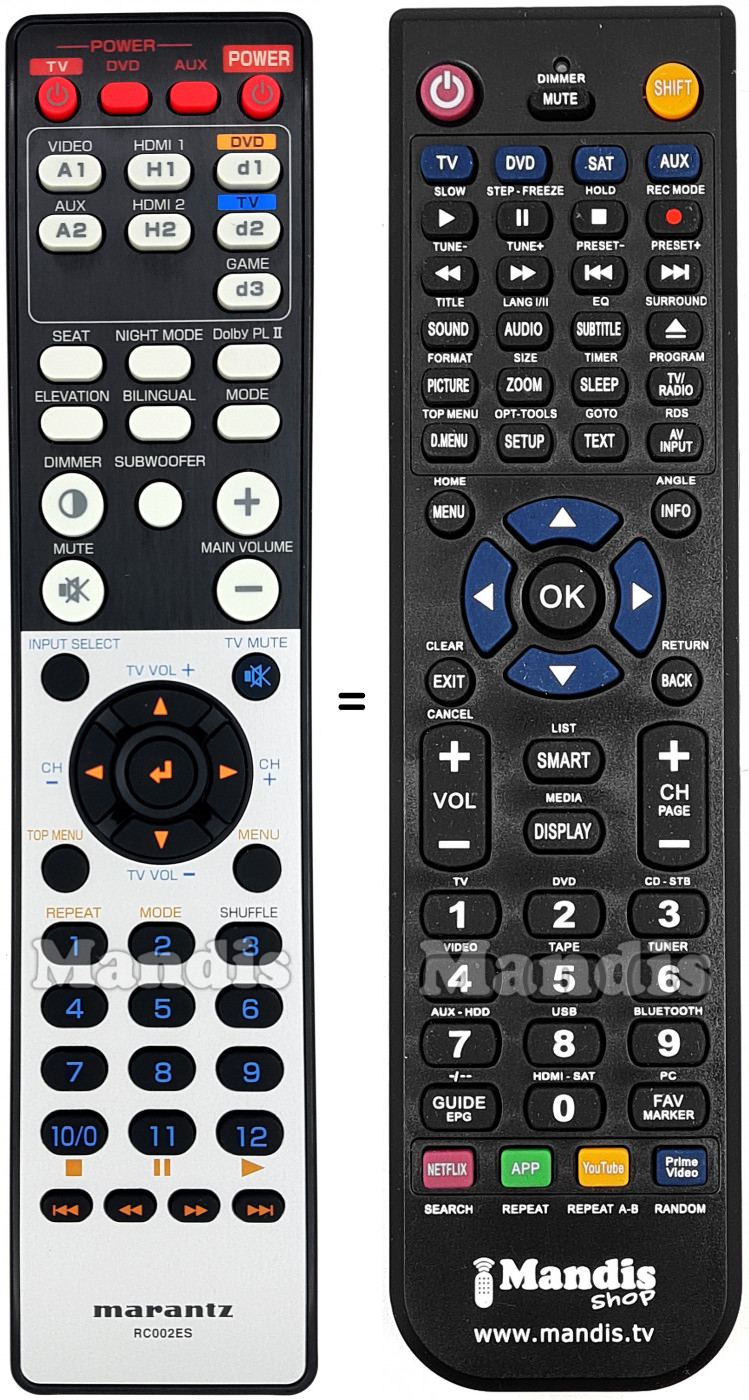 Télécommande équivalente Marantz RC002ES
