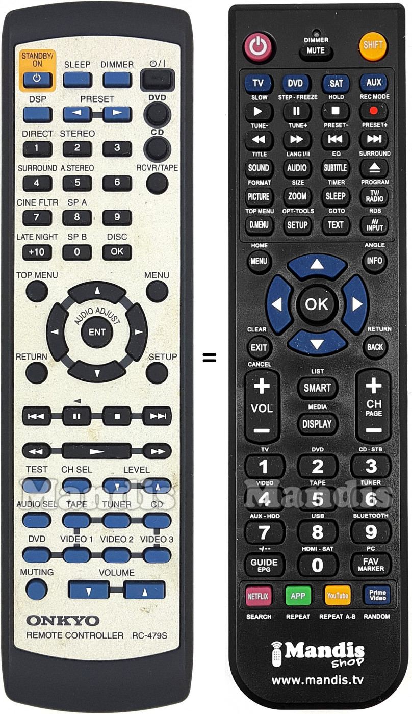 T&eacute;l&eacute;commande &eacute;quivalente Onkyo RC-479S