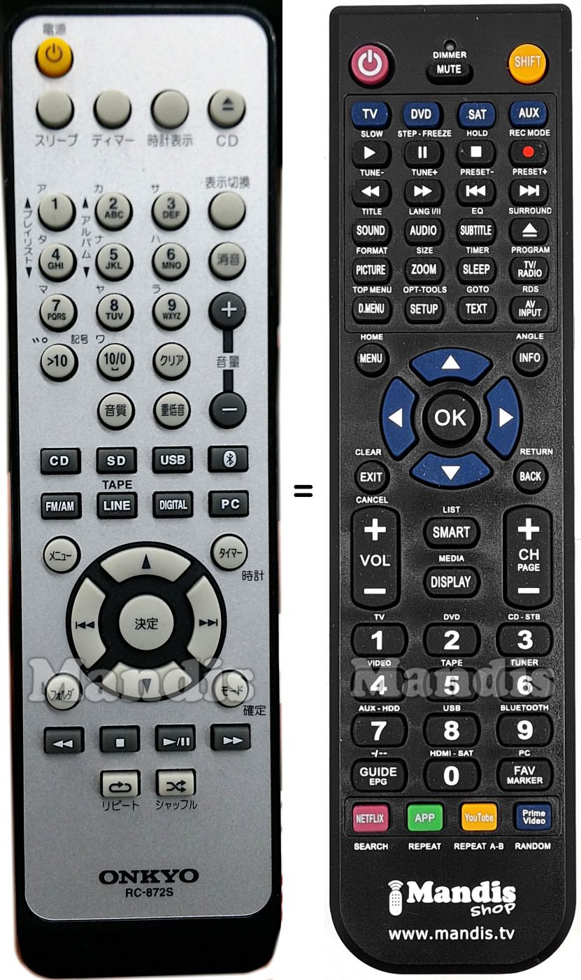 T&eacute;l&eacute;commande &eacute;quivalente Onkyo RC-872S