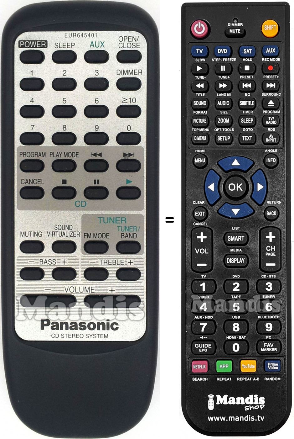 Télécommande équivalente EUR645401