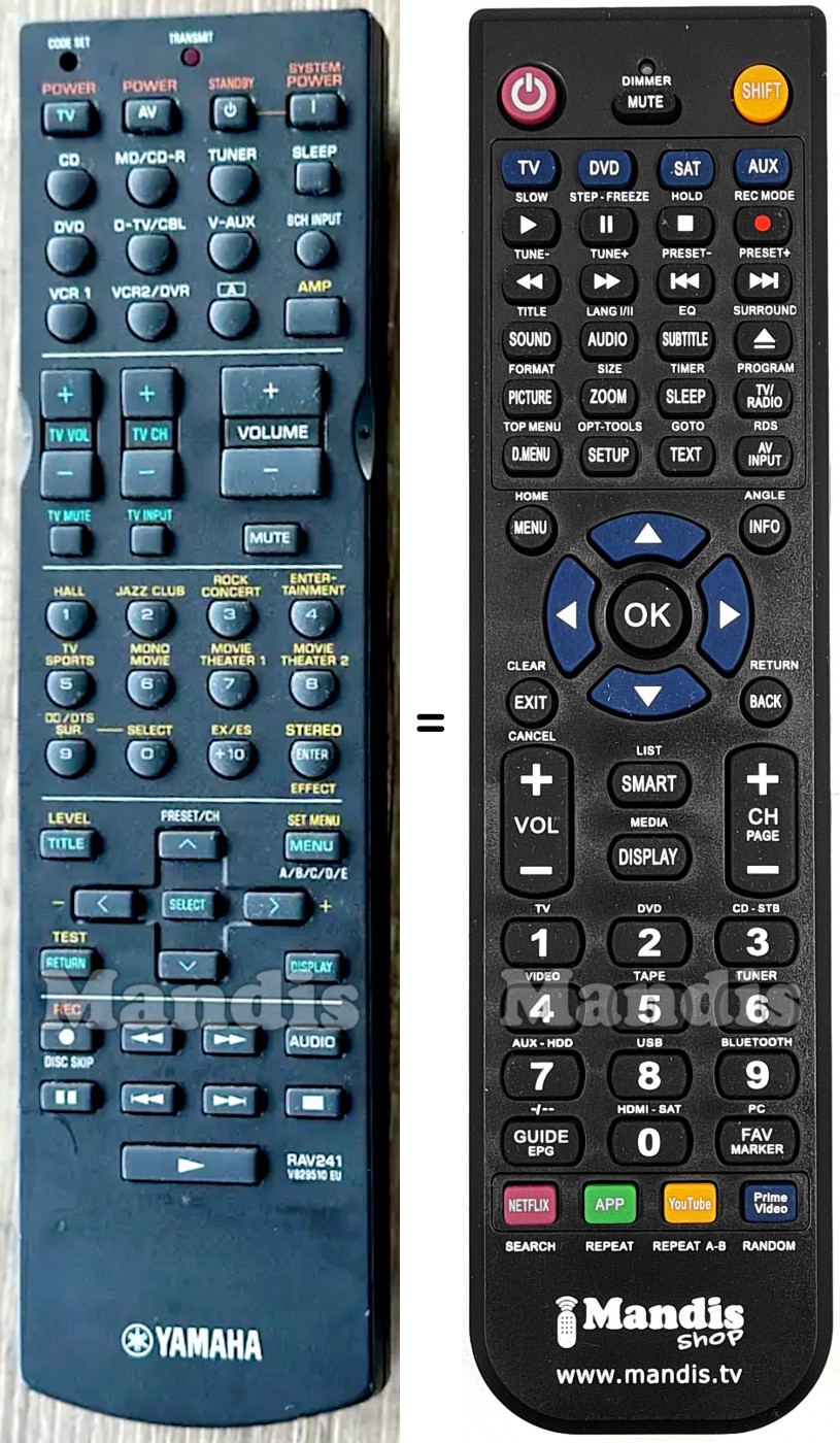 T&eacute;l&eacute;commande &eacute;quivalente Yamaha RAV241