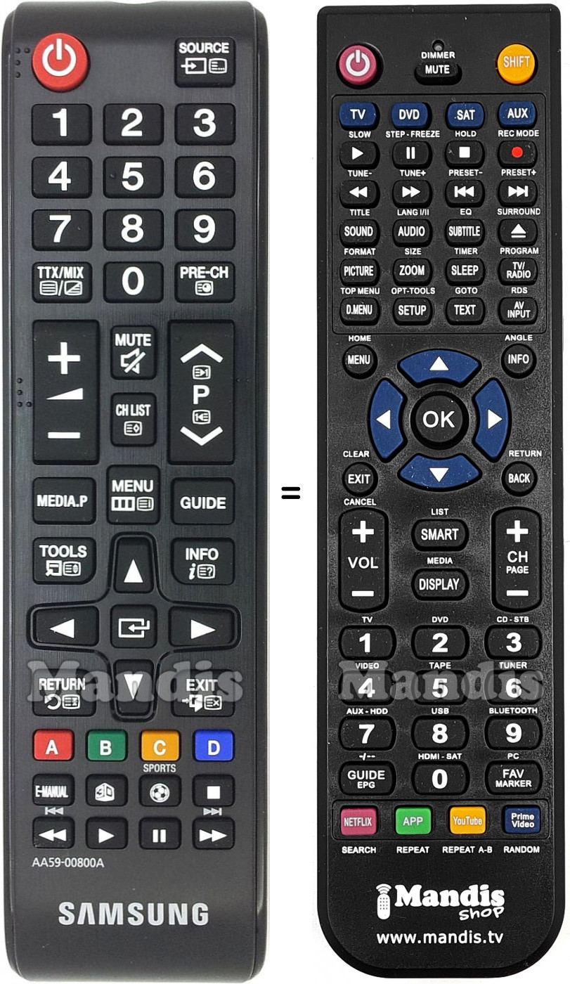 T&eacute;l&eacute;commande &eacute;quivalente Samsung AA59-00800A