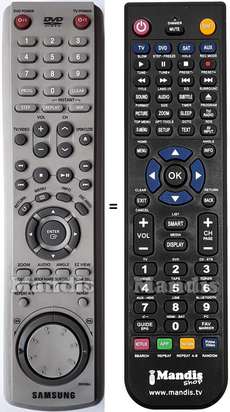 T&eacute;l&eacute;commande &eacute;quivalente Samsung AK5900038A