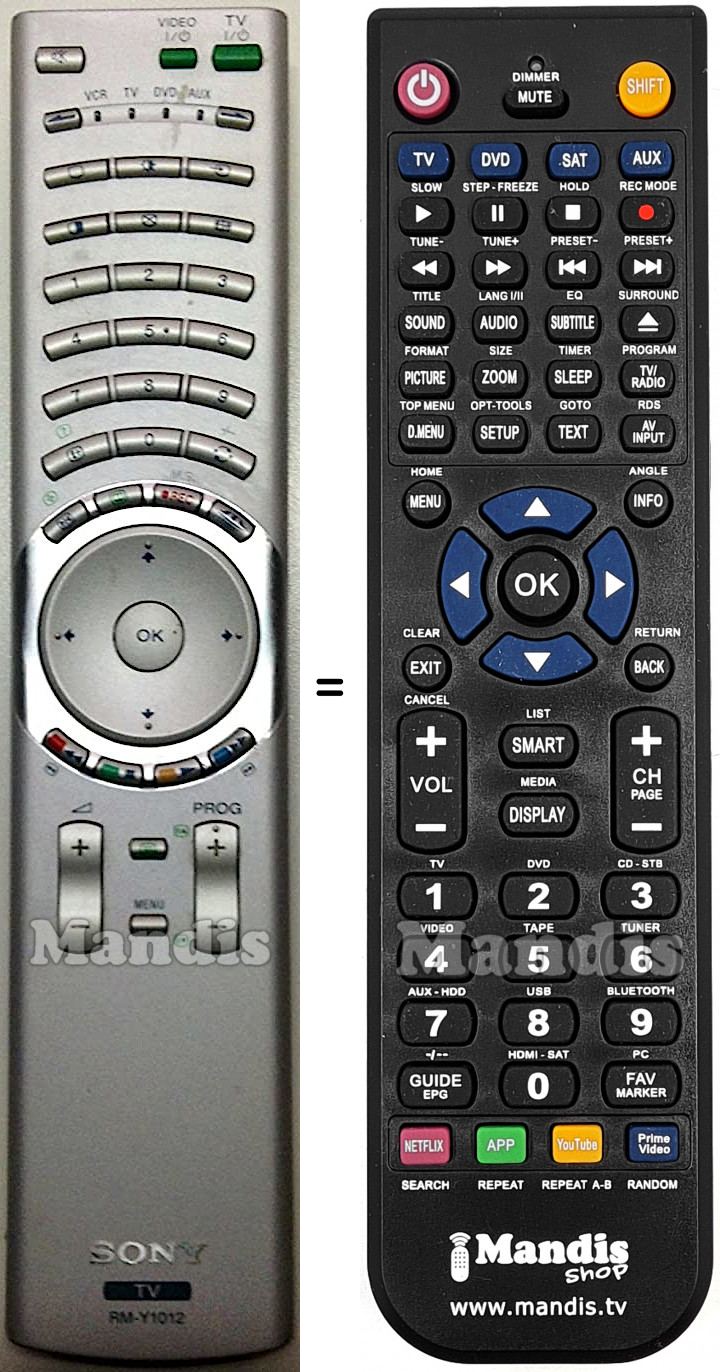 T&eacute;l&eacute;commande &eacute;quivalente Sony RM-Y1012