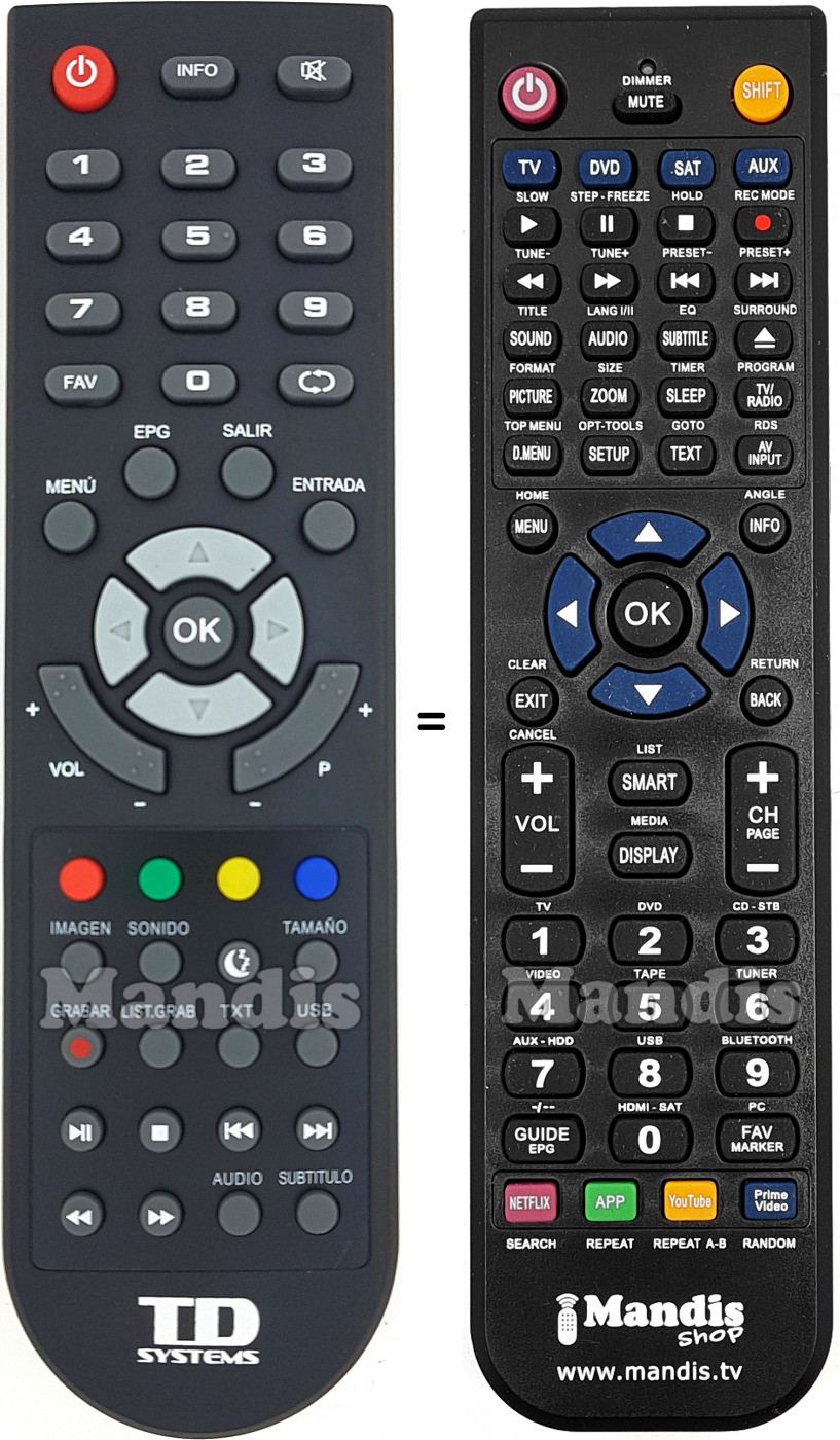 Télécommande équivalente TD Systems K24DLH8H