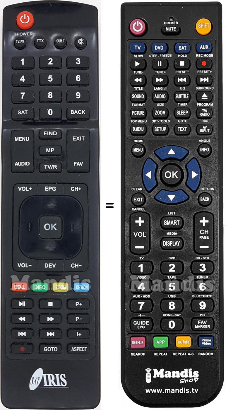 T&eacute;l&eacute;commande &eacute;quivalente IRIS 9700 HD