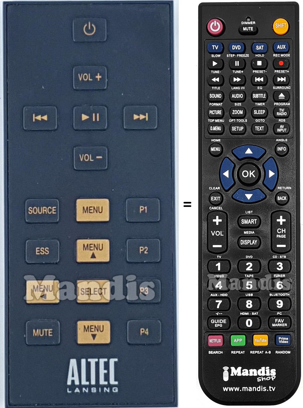 Télécommande équivalente ALTEC002