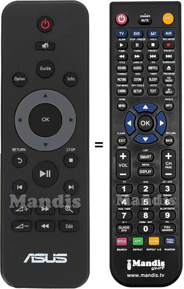 Télécommande équivalente ASUS OPLAY MINI V2