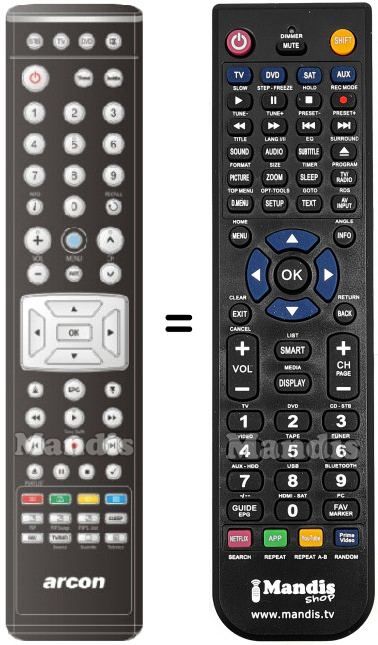 Télécommande équivalente Arcon Titan1010HDTV