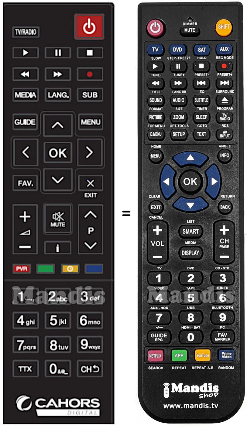 T&eacute;l&eacute;commande &eacute;quivalente CAHORS TVS 8100 HD