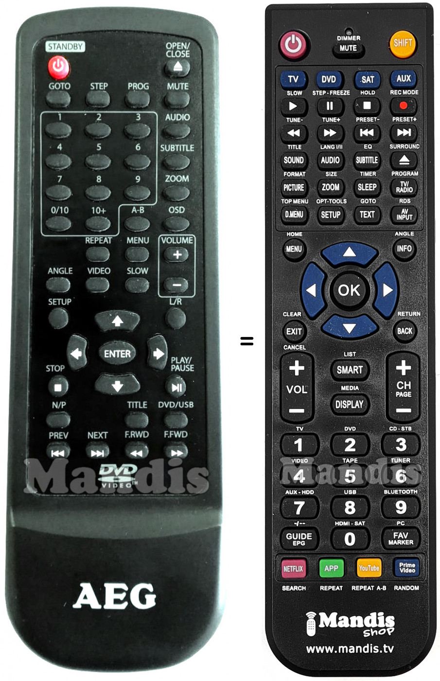 Télécommande équivalente Aeg DVD 4550 HDMI