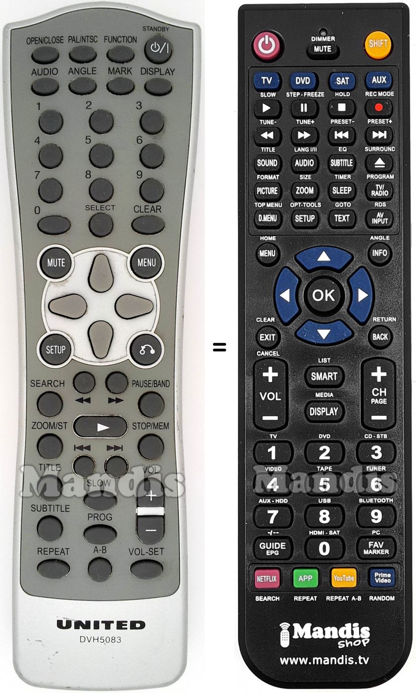 T&eacute;l&eacute;commande &eacute;quivalente United DVH5083