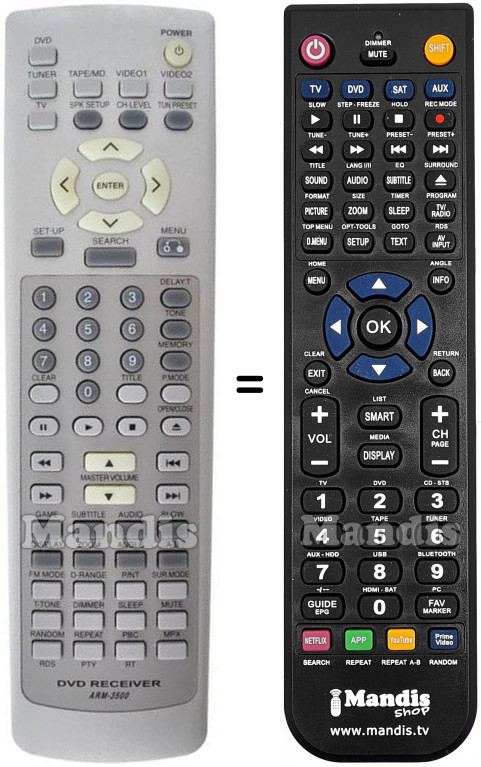 T&eacute;l&eacute;commande &eacute;quivalente Daewoo DV 115