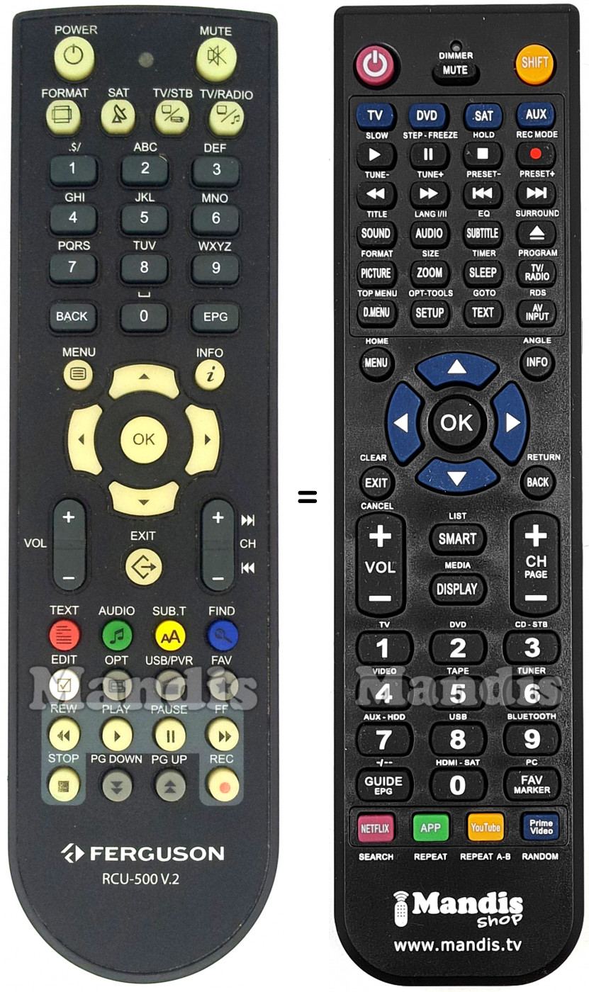Télécommande équivalente RCU-500 V.2