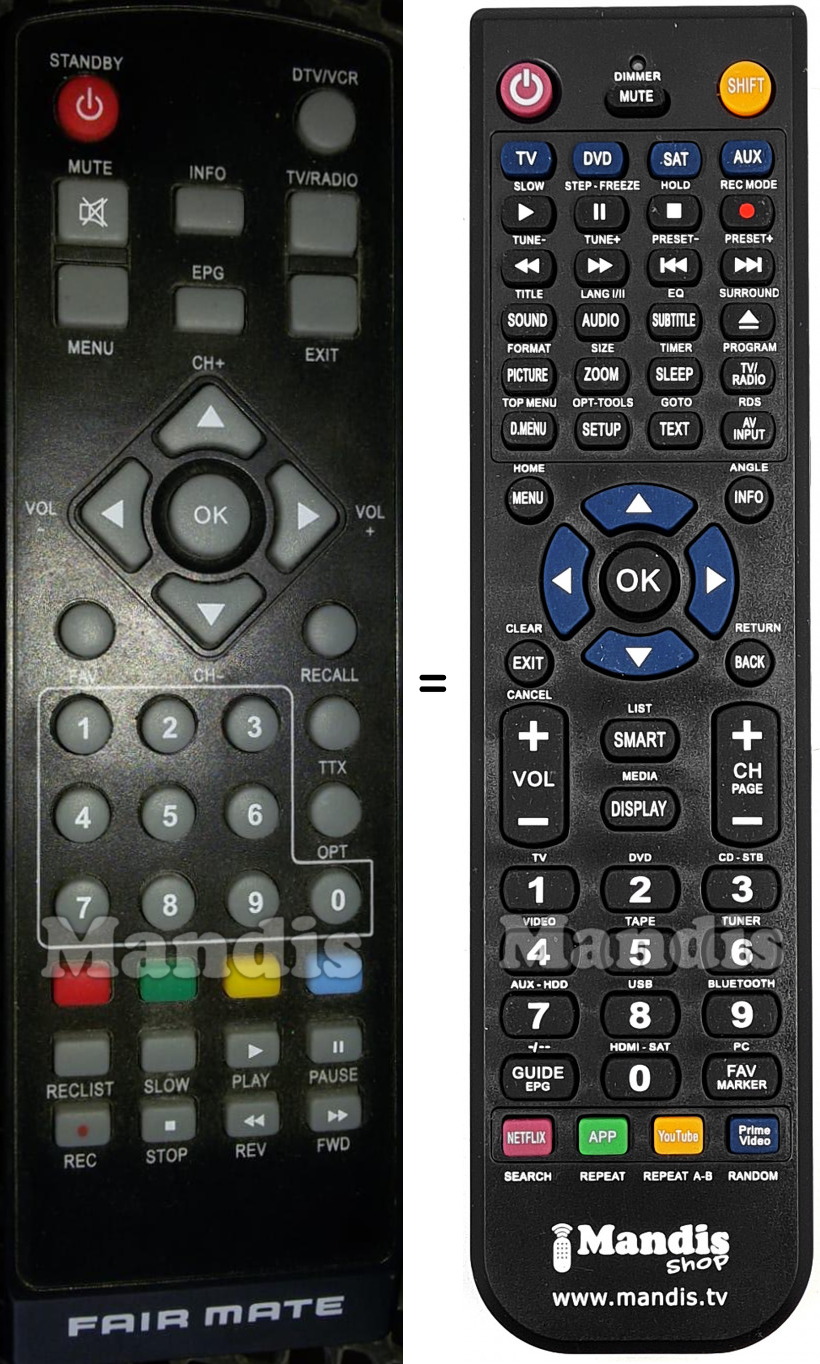 Télécommande équivalente FAIR MATE Rock HD