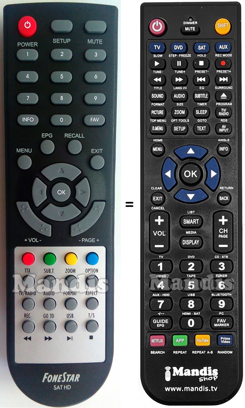 Télécommande équivalente Fonestar RDS-583WHD
