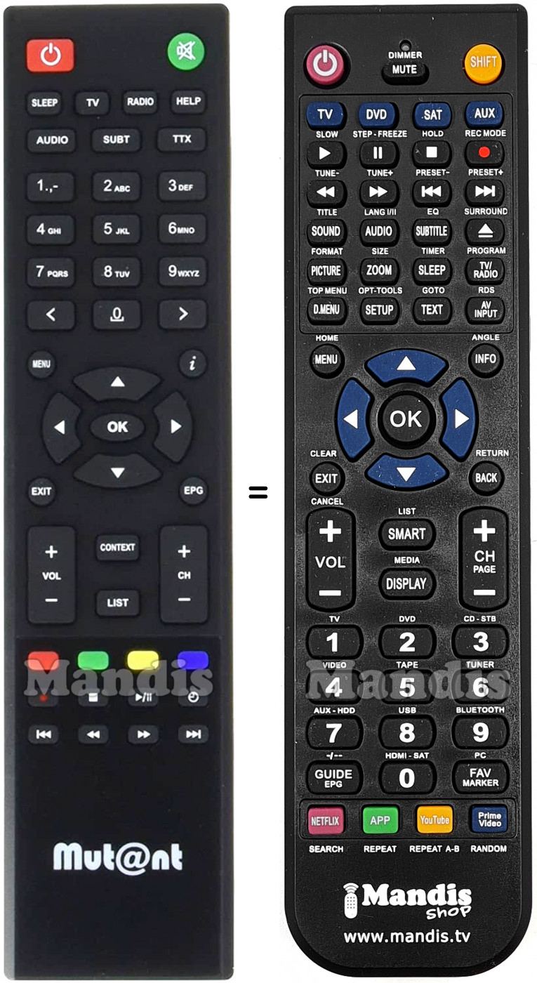 T&eacute;l&eacute;commande &eacute;quivalente Mut@nt HD51