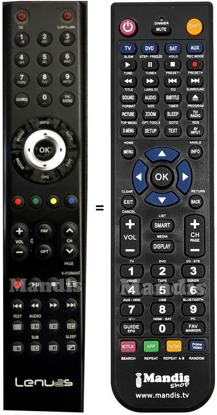 Télécommande équivalente LENUSS L2SE