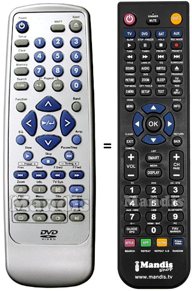 T&eacute;l&eacute;commande &eacute;quivalente MUSTEK REMCON1246