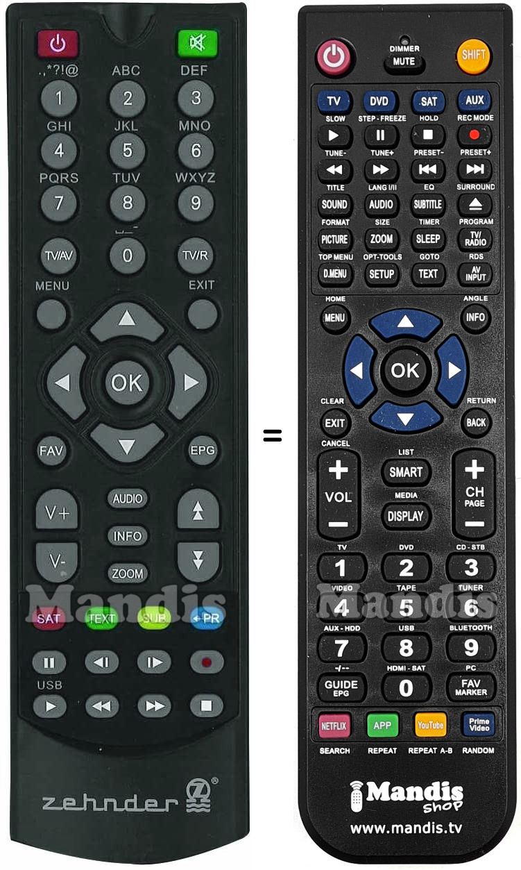 T&eacute;l&eacute;commande &eacute;quivalente Zehnder ZEHN001