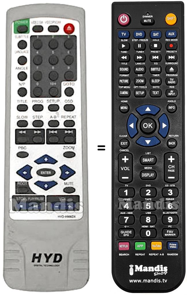 Télécommande équivalente HYD001