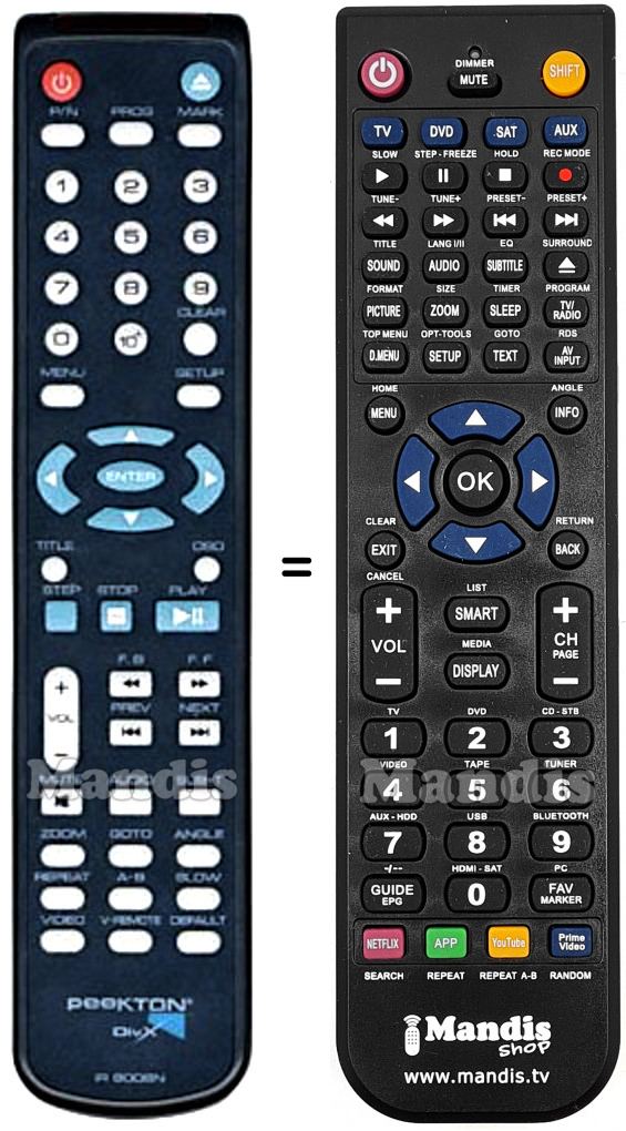 Télécommande équivalente PEEKTON IR 6006