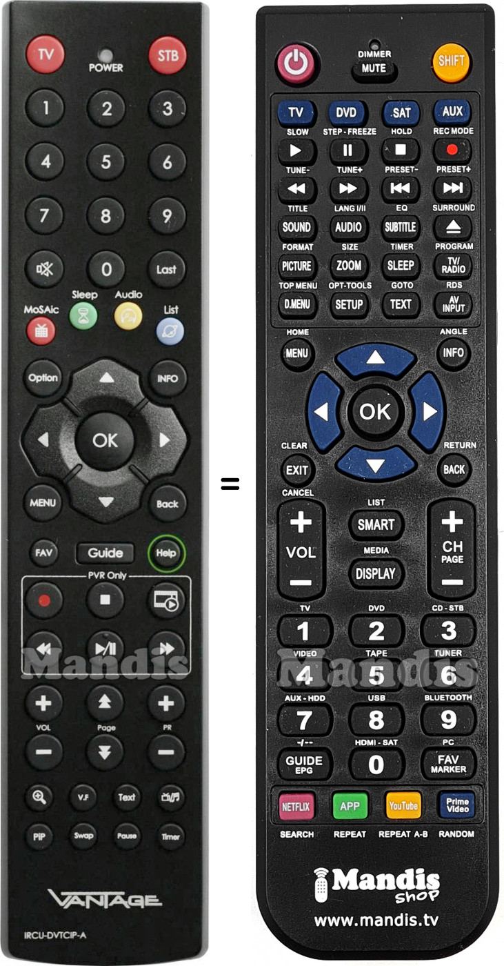 Télécommande équivalente BEL DIGITAL IRCU-DVTCIP-A