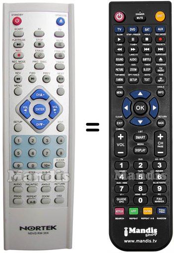 Télécommande équivalente Nortek NDVD-RW 35X