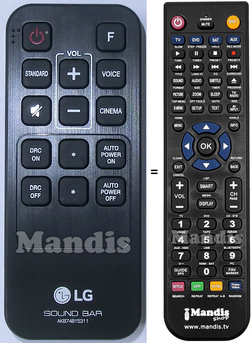 Télécommande équivalente LG AKB74815311