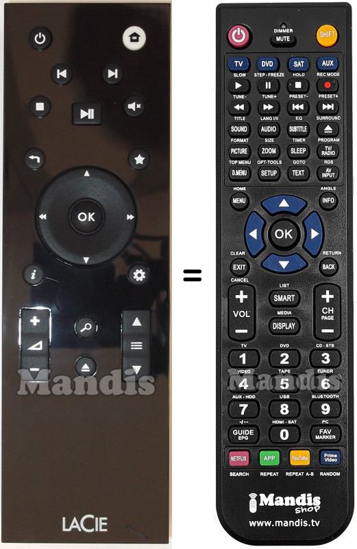 Télécommande équivalente LaCie LA CINEMA PLAY HD
