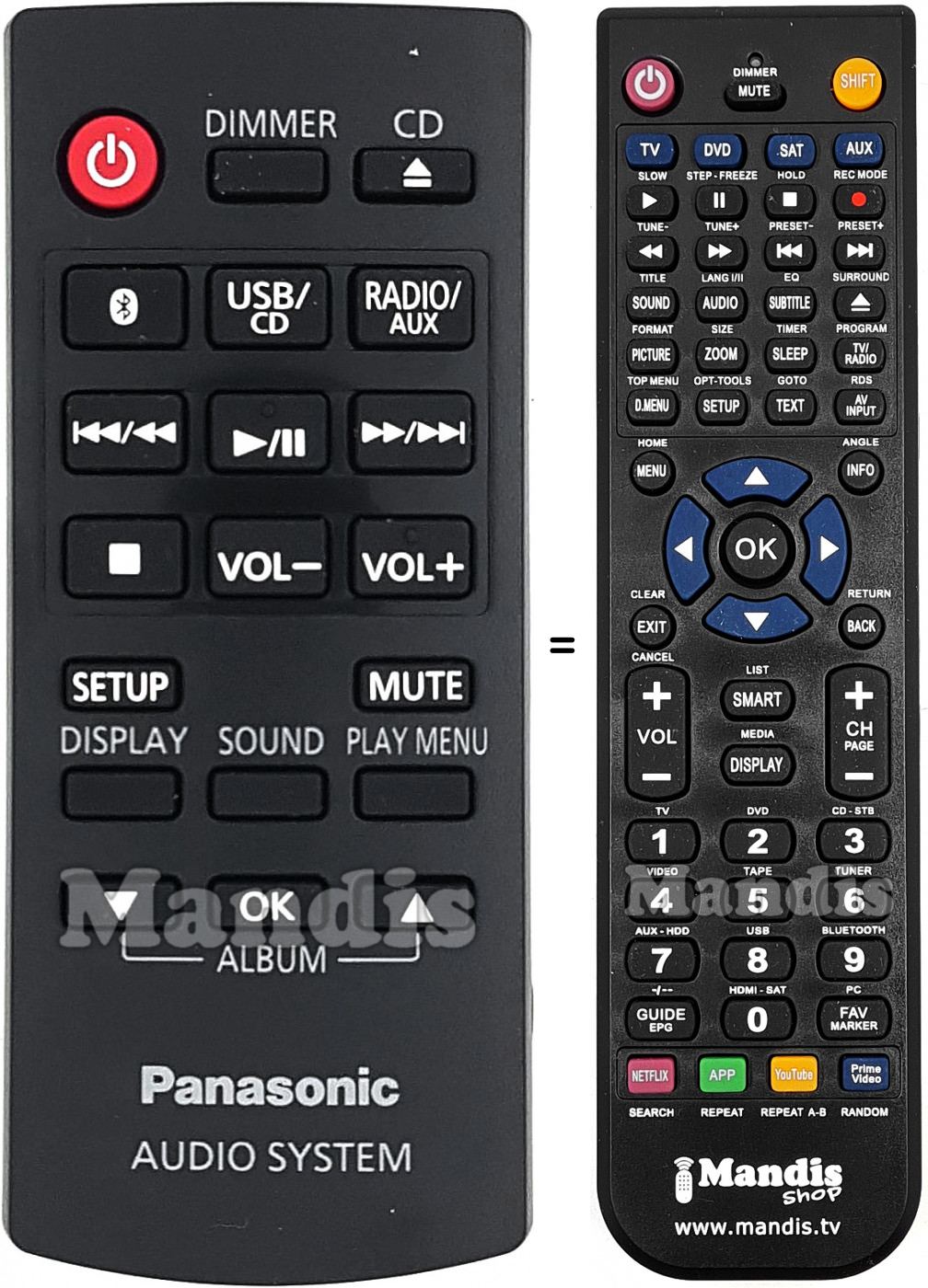T&eacute;l&eacute;commande &eacute;quivalente Panasonic N2QAYB001093