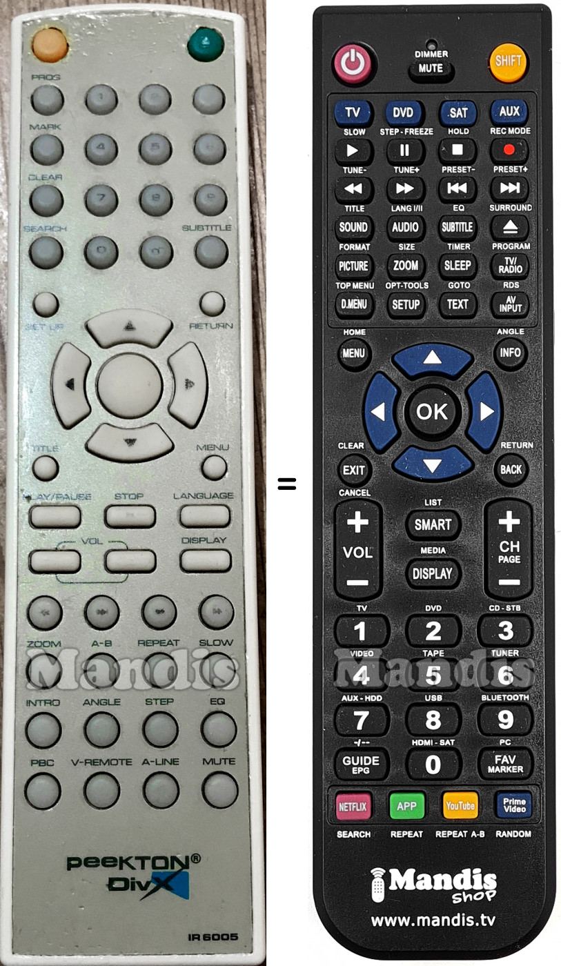 Télécommande équivalente PEEKTON IR6005