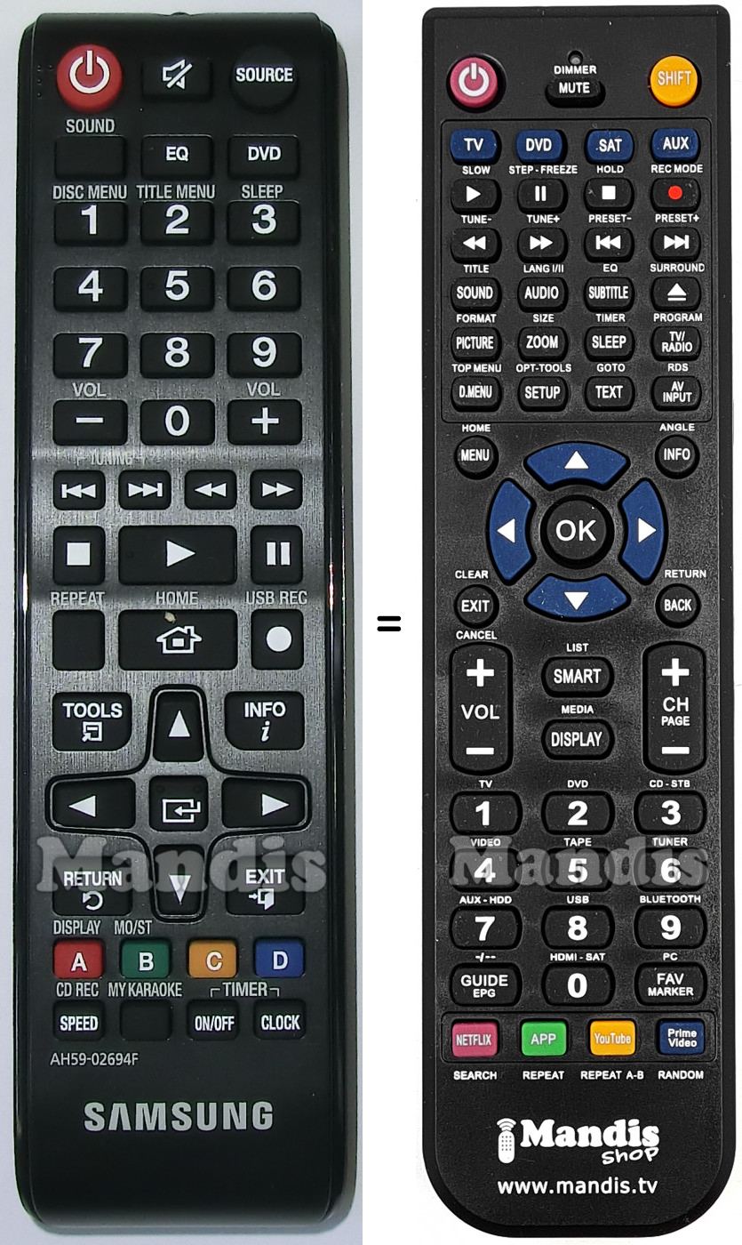 T&eacute;l&eacute;commande &eacute;quivalente Samsung AH5902694F