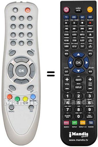 Télécommande équivalente ALDEN SAT MATIC 1000 S