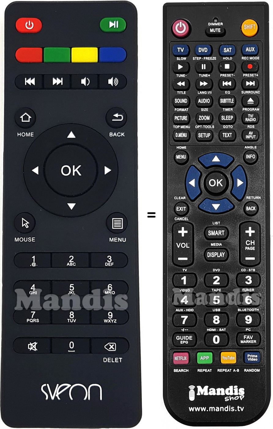Télécommande équivalente Sveon SBX442