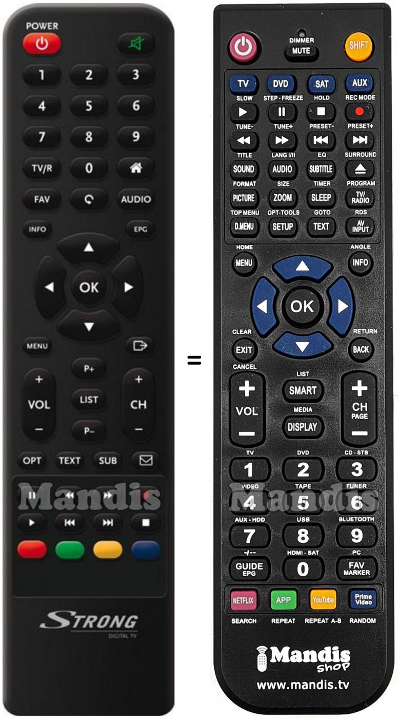 Télécommande équivalente Strong SRT 8211