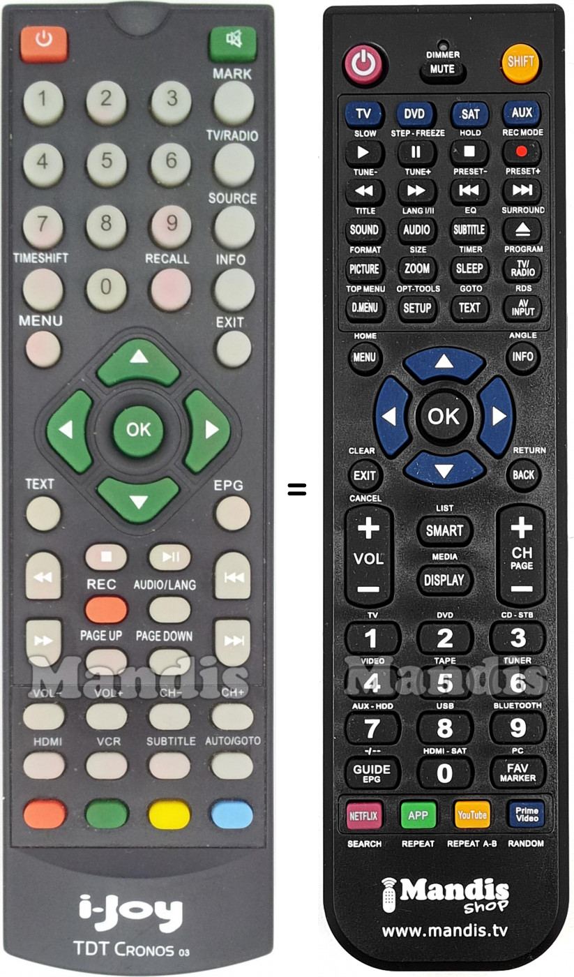 Télécommande équivalente i-Joy TDT CRONOS