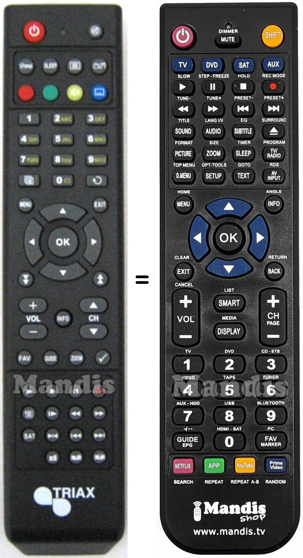 T&eacute;l&eacute;commande &eacute;quivalente Triax THR9600HD