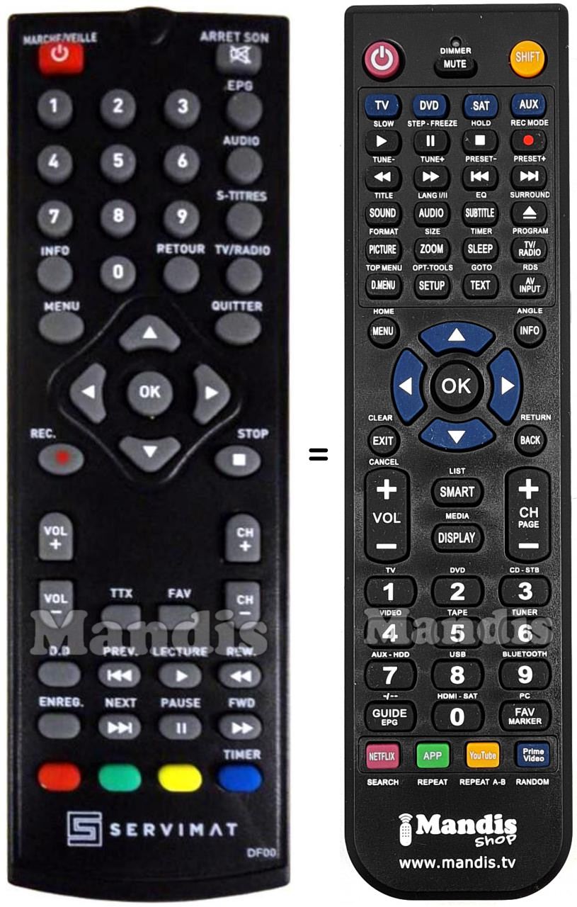 Télécommande équivalente SERVIMAT TNT65HDU