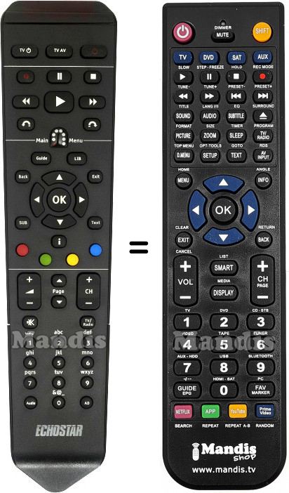 Télécommande équivalente Echostar HDS-600RS