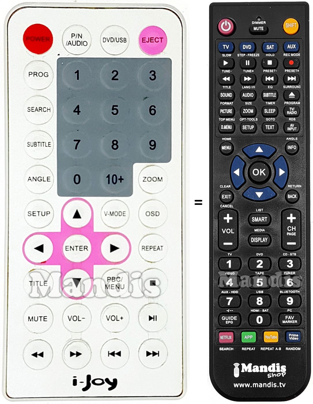 Télécommande équivalente i-Vision DVD 1005