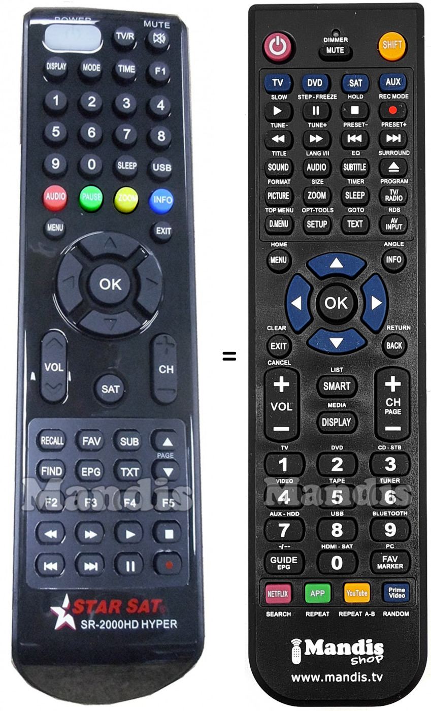 Télécommande équivalente STAR SAT SR-2000 HD