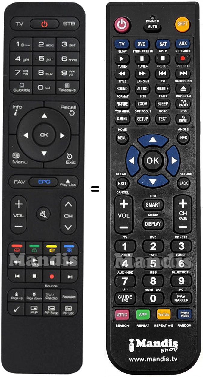 Télécommande équivalente OPENBOX SX6