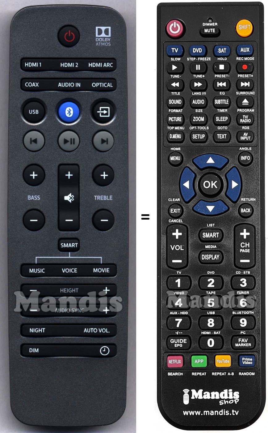 Télécommande équivalente Philips HVS50247