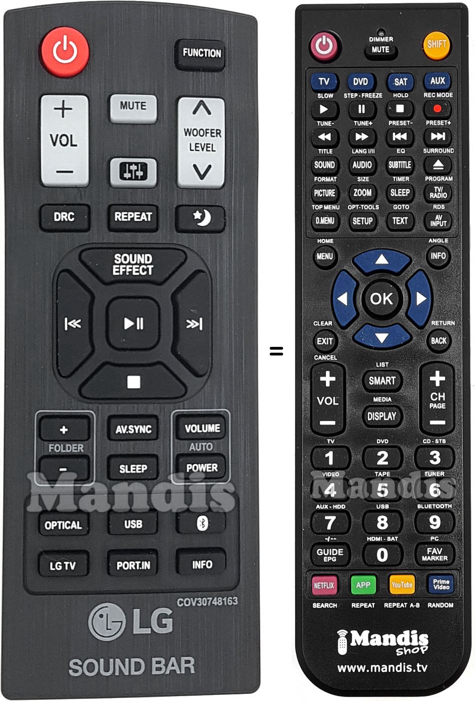 Télécommande équivalente LG HVS50273