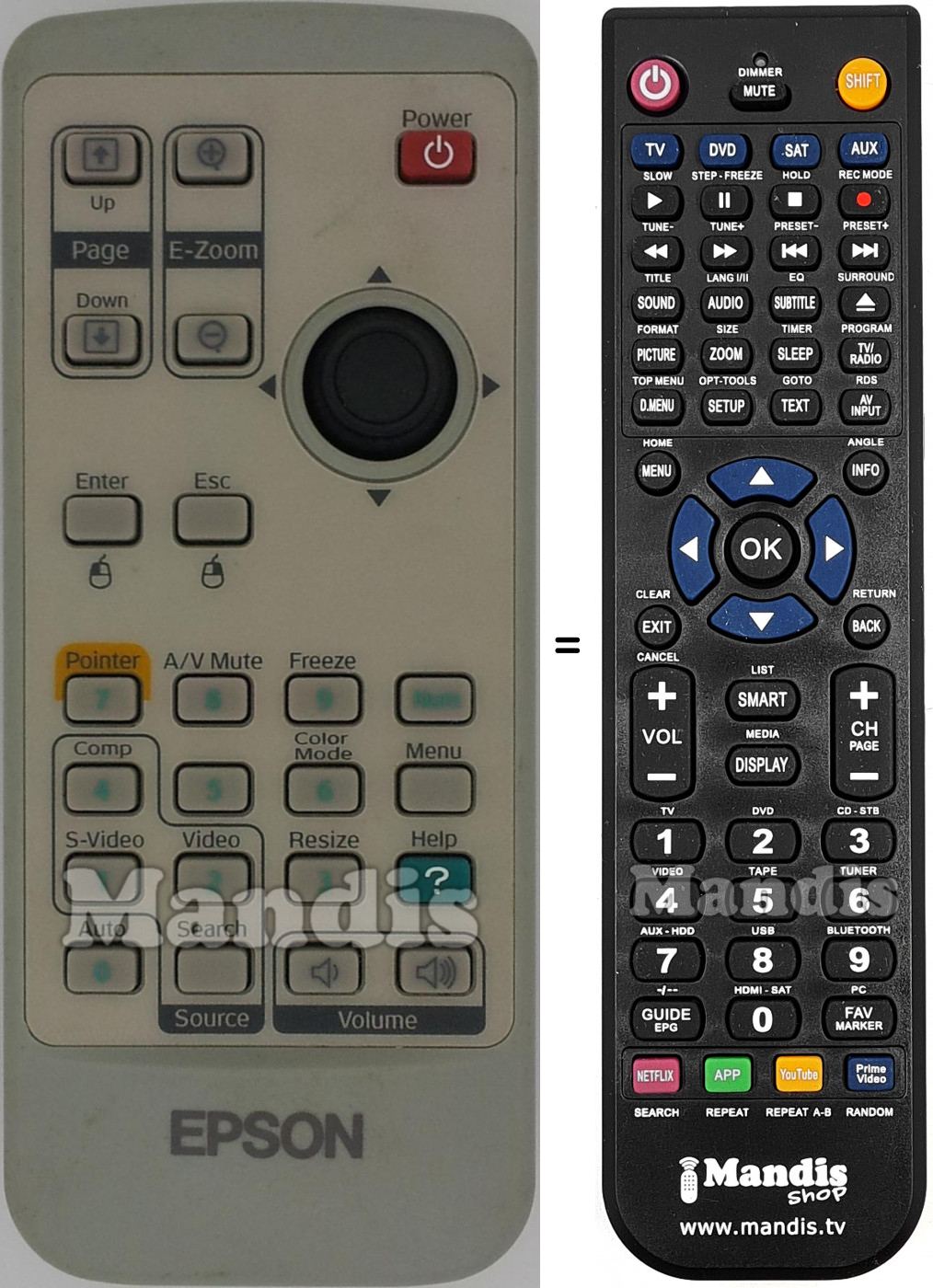 Télécommande équivalente Epson EMP-S4