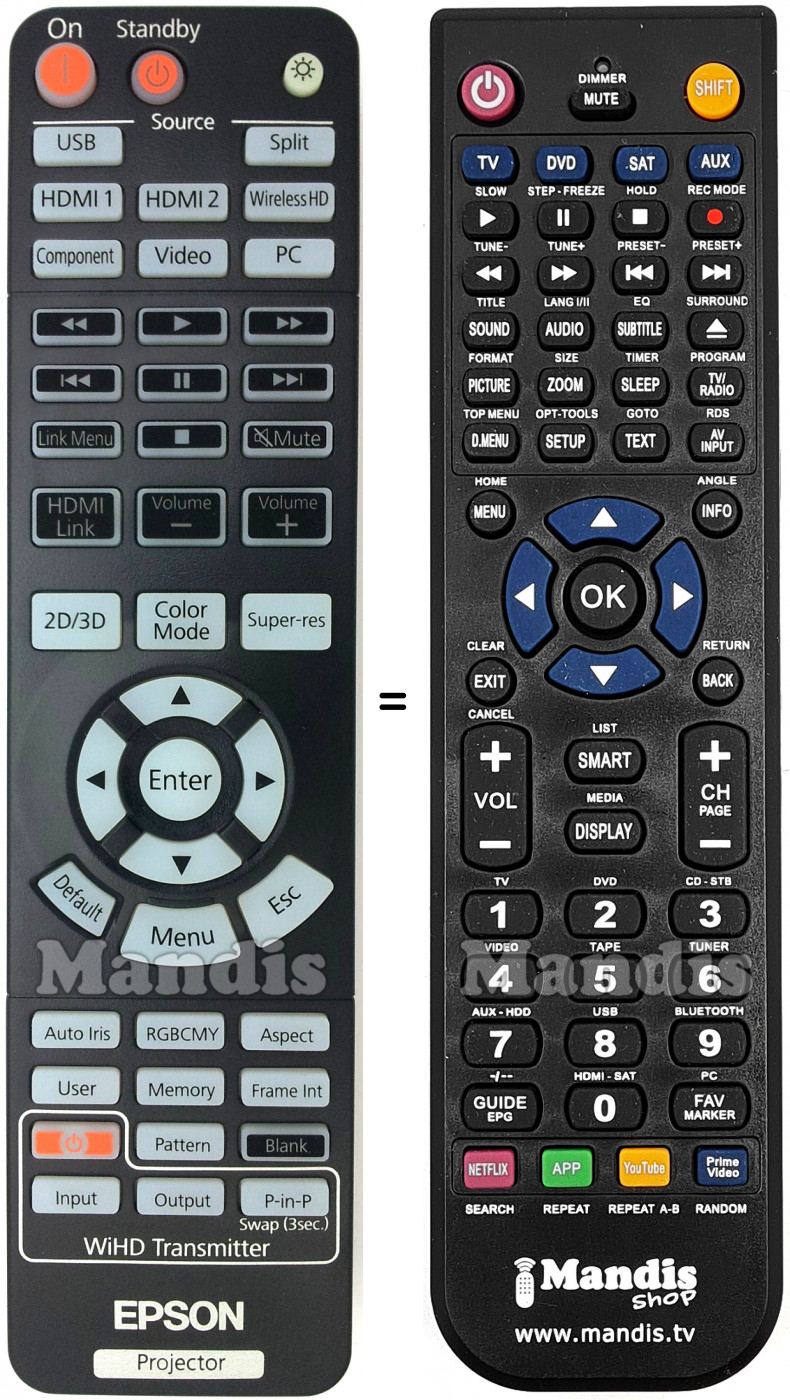 Télécommande équivalente Epson EH-TW9100W