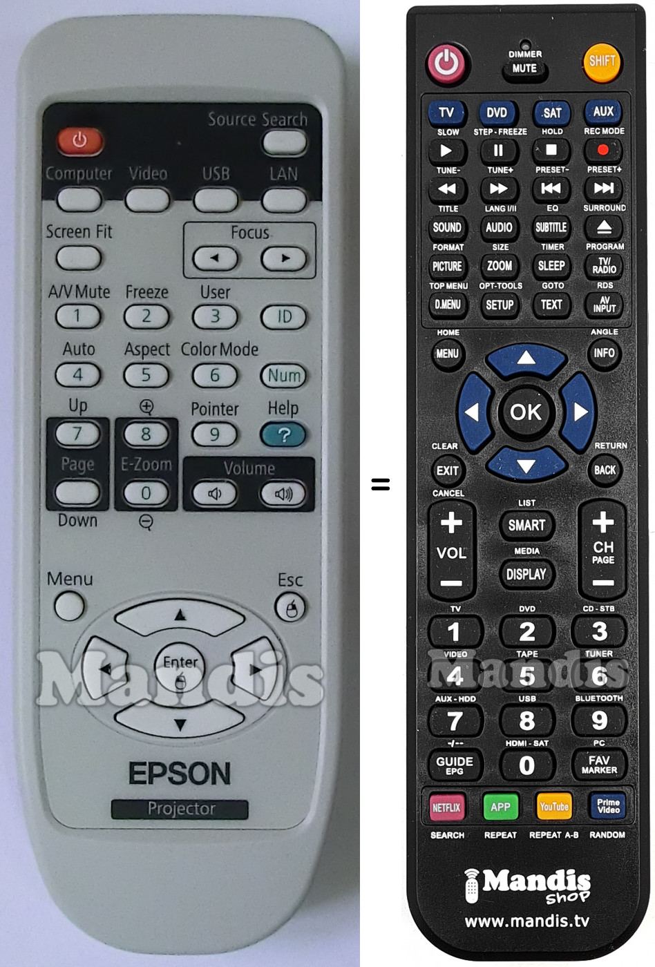 Télécommande équivalente Epson EB-1760W