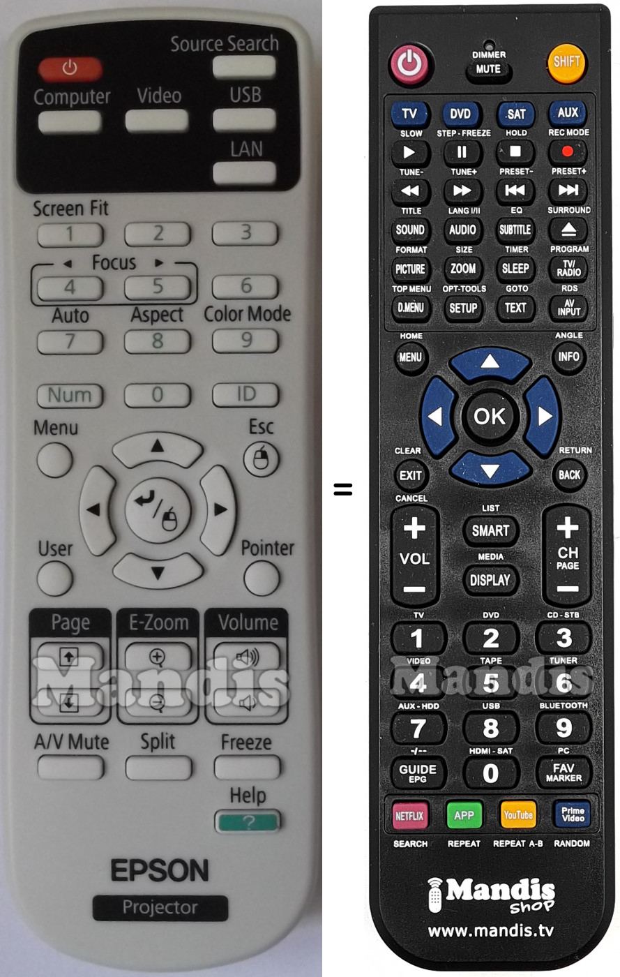 Télécommande équivalente Epson EB-1761W